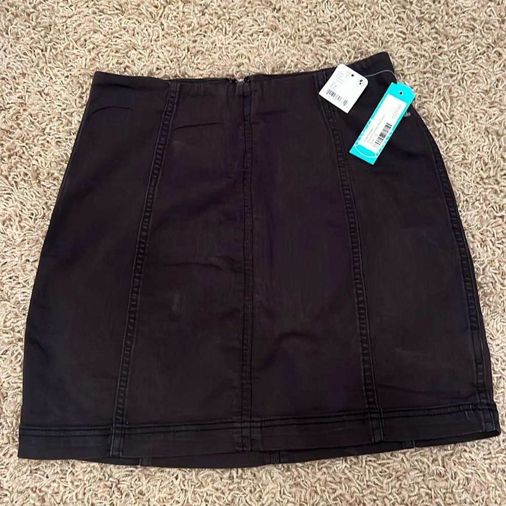 NWT Free People Black Denim Mini Skirt Size 12